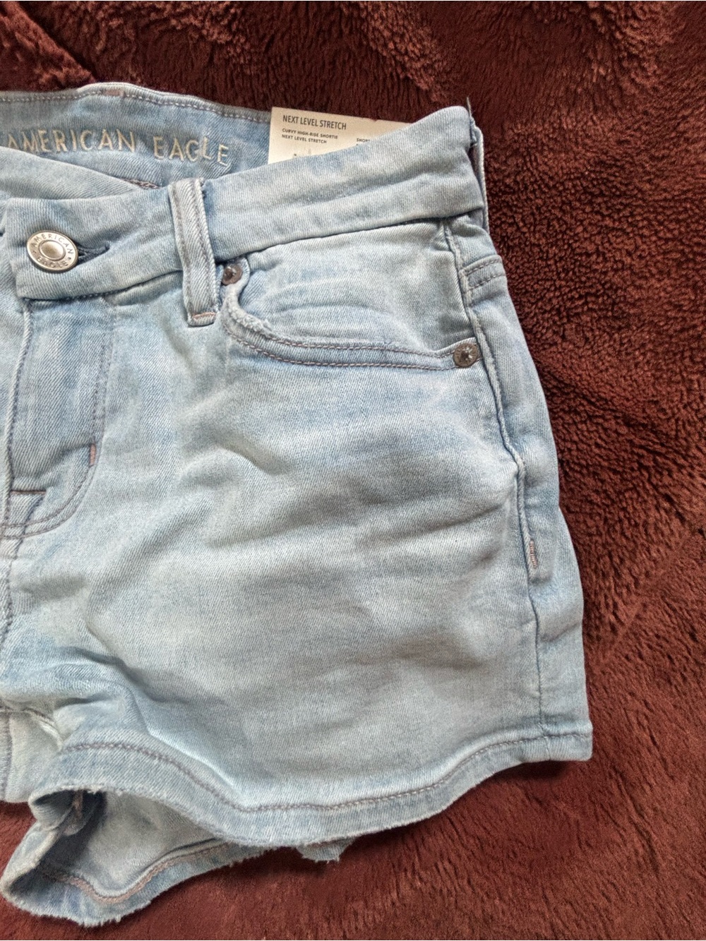 NWT-American Eagle CURVY HIGH-RISE SHORTIE  High Waist Women's Denim Shorts - Picture 4 of 7